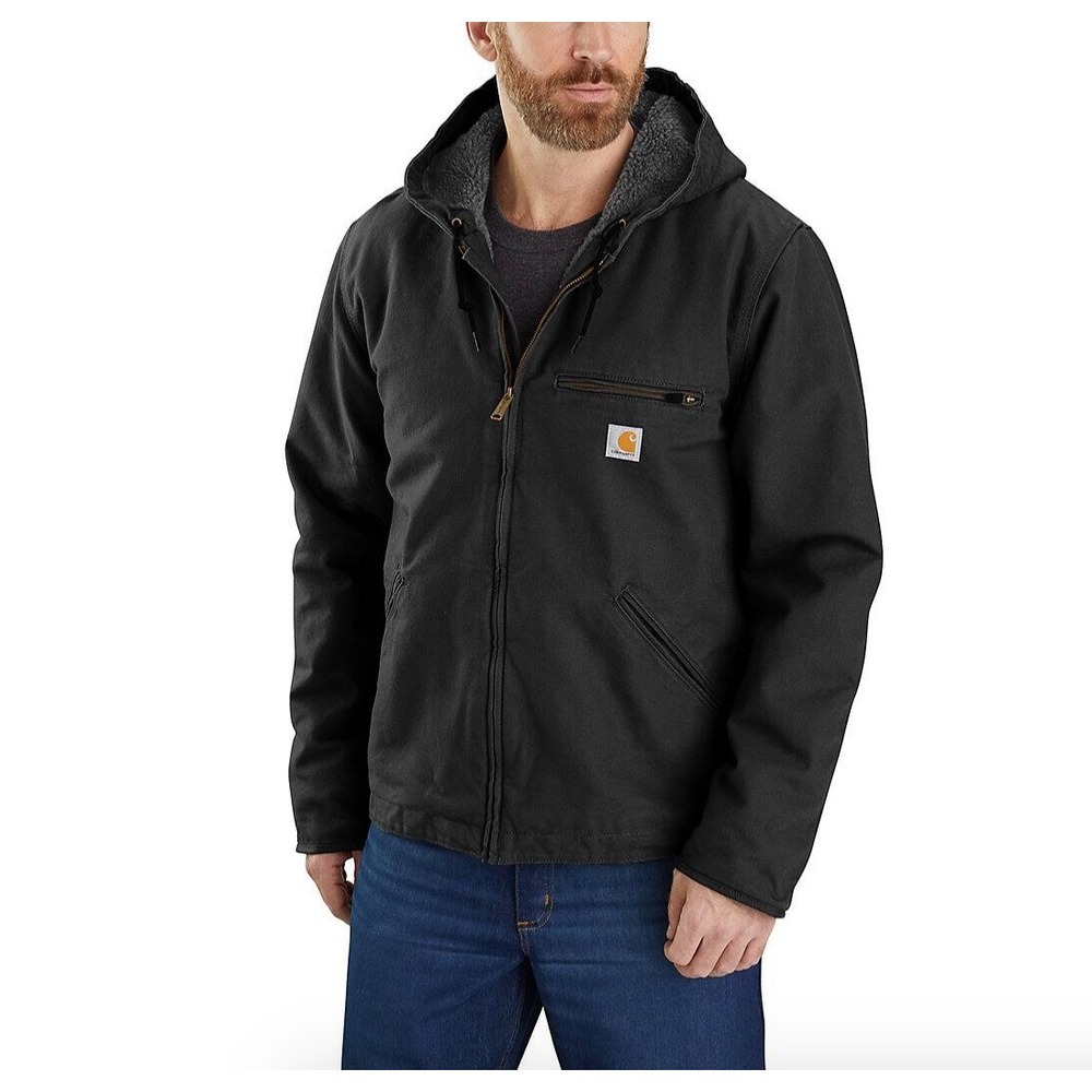 Carhartt Mens 3X Black Sherpa Lined Jacket‎ Loose Fit Heavyweight Work Utility